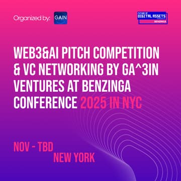 Cover Image for Web3 & AI Pitch Competition & VC networking by Ga^3in Ventures at Benzinga Conference 2025 in NYC