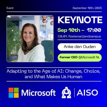 Cover Image for AISO Talks: Adapting to the Age of AI - Change, Choice, and What Makes Us Human | Anke den Ouden (ex-CEO of Microsoft NL)