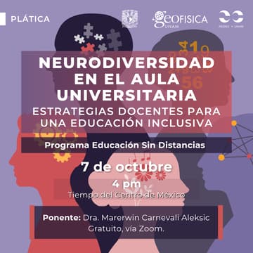 Cover Image for Plática Neurodiversidad en el Aula Universitaria: Estrategias Docentes para una Educación Inclusiva