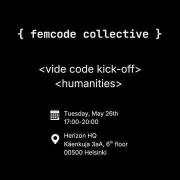 Omslagsbild för Femcode Collective: vibe code kick-off, humanities