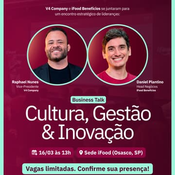Cover Image for Cultura, Gestão e Inovação | iFood Benefícios - Online