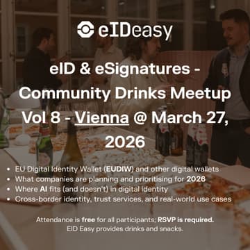 Cover Image for eID & eSignatures - Community Drinks Meetup Vol 8 - Vienna @ March 27, 2026