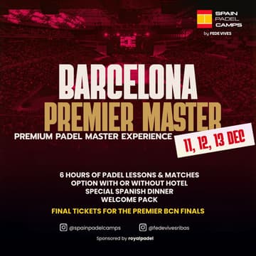 Cover Image for BCN, DECEMBER 11 to 13, PREMIER MASTER FINALS CAMP, from 395€ with FEDE VIVES
