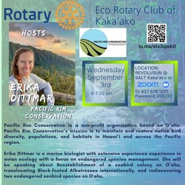 Cover Image for Speaker Meeting: Erika Dittmar with Pacific Rim Conservation