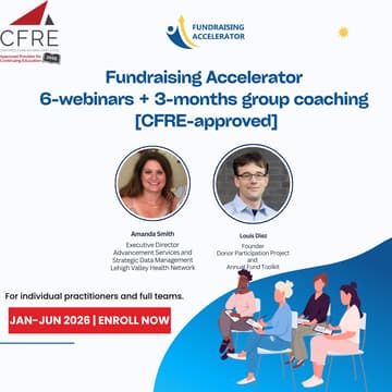 Cover Image for Fundraising Accelerator (6-webinars + 3-months group coaching) [CFRE-approved]