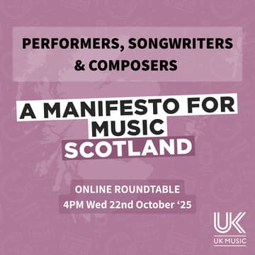 Cover Image for Manifesto for Music Scotland - Performers, Songwriters & Composers