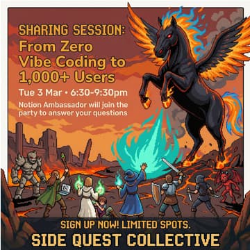 Cover Image for ⚔️ Side Quest Collective: A Dedicated 2-hour to Finally Work on Your Side Hustles!