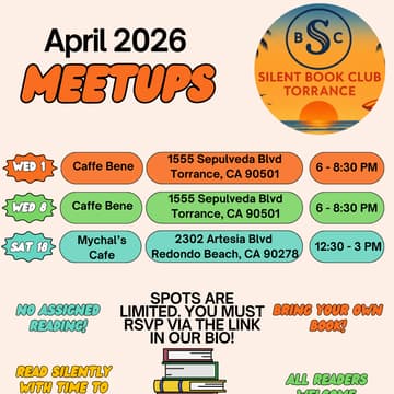 Cover Image for *RSVP REQUIRED* Silent Book Club Torrance @ Mychal's Cafe 4/18