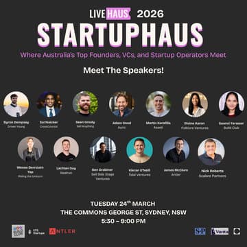 Cover Image for StartupHaus Sydney · March 2026: Where Australia’s Top Founders, VCs & Startup Operators Meet
