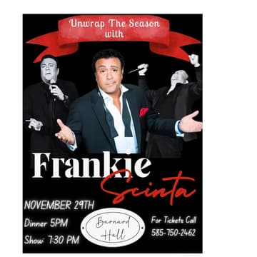 Cover Image for Unwrap The Season With Frankie Scinta.                Join us for a night of Laughter, Music and Holiday Magic
