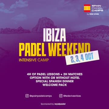 Cover Image for IBIZA, OCTOBER 2 to 4, Padel Weekend Camp from 395€ with FEDE VIVES