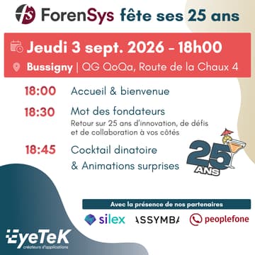 Cover Image for ForenSys Roadshow 2026 - Lausanne/Bussigny - 3 septembre
