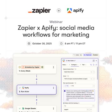Cover Image for Social media workflows for marketing with Zapier and Apify
