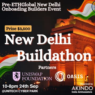 Cover Image for Prize $3500💰-  New Delhi Buildathon🛠️ - Pre-ETHGlobal New Delhi