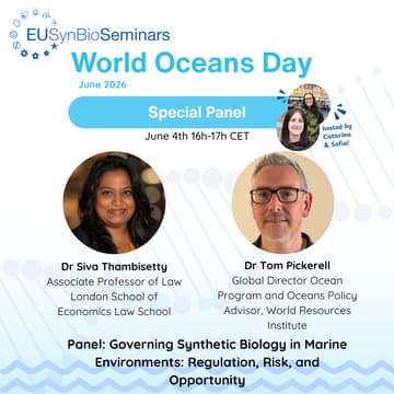 Cover Image for Ocean's day Panel: Governing Synthetic Biology in Marine Environments: Regulation, Risk, and Opportunity