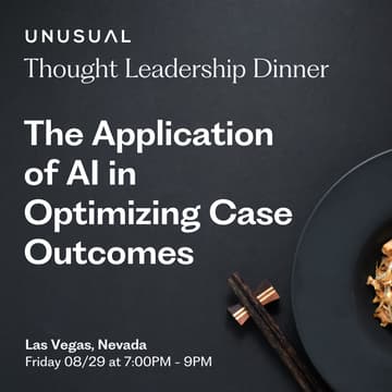 Cover Image for Thought Leadership Dinner "The Application of AI in Optimizing Case Outcomes"