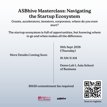 Cover Image for ASBhive Masterclass : Navigating the Startup Ecosystem