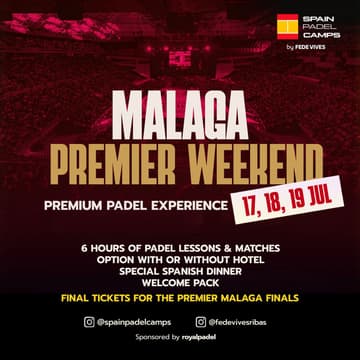 Cover Image for MALAGA, JULY 17 to 19, PREMIER WEEKEND CAMP from 395€ with FEDE VIVES