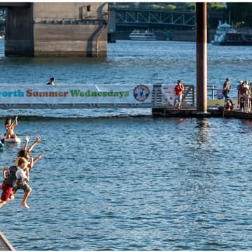 Cover Image for Bike to Swim in the Willamette River -- Bicycle in your Bathing Suit, Spin to Swim, Pedal to Plunge -- Duckworth Summer Swim WEDNESDAYS