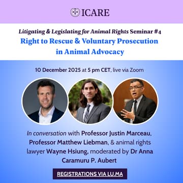 Cover Image for Litigating & Legislating for Animal Rights Seminar #4: Right to Rescue & Voluntary Prosecution in Animal Advocacy