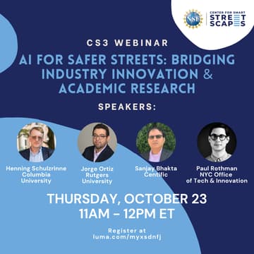 Cover Image for [WEBINAR] AI for Safer Streets: Bridging Industry Innovation & Academic Research