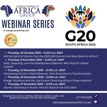 Cover Image for LWA-G20 Webinar Series: Harnessing Africa’s Critical Minerals: From Extraction to Transformation, 13 Nov. 2025