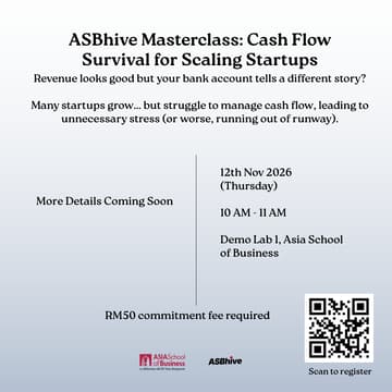 Cover Image for ASBhive Masterclass : Cash Flow Survival for Scaling Startups