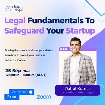 Cover Image for Legal Fundamentals To Safeguard Your Startup [Zoom Workshop]