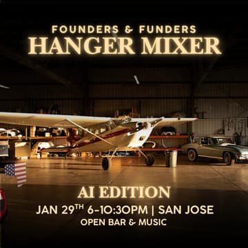 Cover Image for Founders & Funders Mixer @Private Lux-Airplane Hanger: AI Edition. Tickets $35