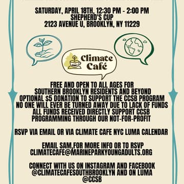 Cover Image for April Climate Cafe by Climate Cafe South Brooklyn
