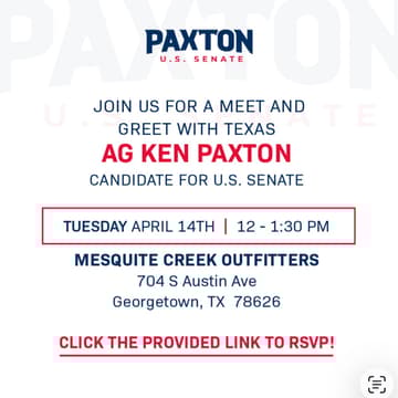 Cover Image for Ken Paxton Grassroots Meet And Greet Lunch