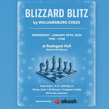 Cover Image for Blizzard Blitz: AI x Speed Chess Night with Akash Network & Williamsburg Chess