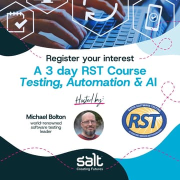 Cover Image for RST: Testing, Automation, and AI with Michael Bolton [three-day workshop]