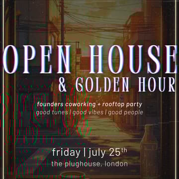 Cover Image for open house // golden hour: founder coworking + sunset rooftop party | Rare Founders x Plugged