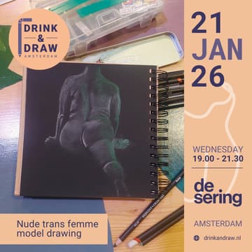 Cover Image for Drink & Draw | Nude trans femme model drawing