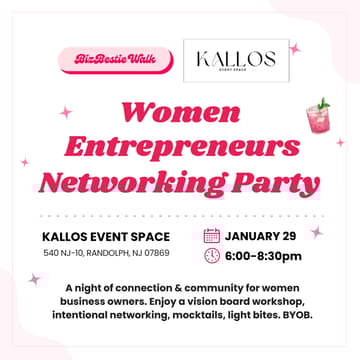 Cover Image for Women Entrepreneurs Networking Party ✦ Randolph, NJ ✦ BizBestie Walk
