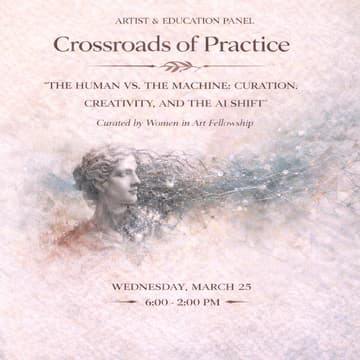 Cover Image for “The Human vs. The Machine: Curation, Creativity, and the AI Shift”. Curated by Women in Art Fellowship (WAF)