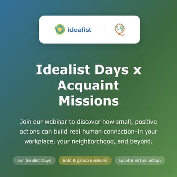 Cover Image for Promote Human Connection: Idealist x Acquaint Missions Webinar