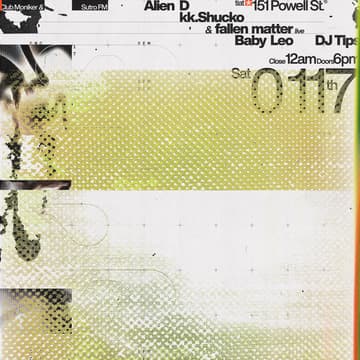 Cover Image for SutroFM & Club Moniker: Alien D, Baby Leo, kk.Shucko & fallen matter (Live), DJ Tips