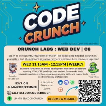 Cover Image for ๐ป ๐ C8 | Crunch Web Dev | Weekly WEDNESDAYS| Spring 2026 | Open to All University Students! ๐