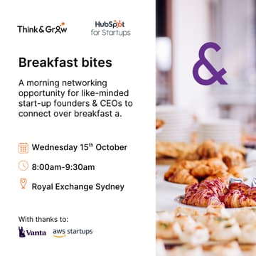 Cover Image for Breakfast bites w Hubspot + Think & Grow + Vanta + AWS Startups