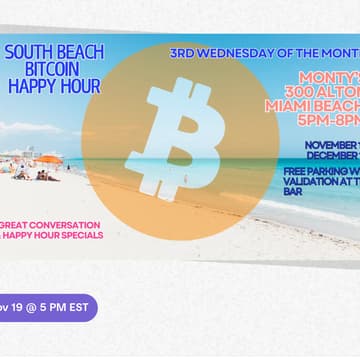 Cover Image for South Beach Miami Bitcoin Happy Hour at Monty's