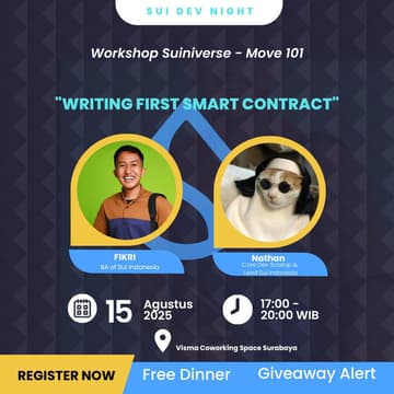 Cover Image for Sui Dev Night: Workshop Suiniverse - Move 101