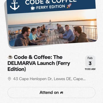 Cover Image for ☕ Code & Coffee: The DELMARVA Launch (Ferry Edition)
