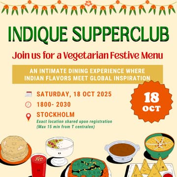 Cover Image for 🌼 Indique Stockholm Supperclub: Diwali Edit
