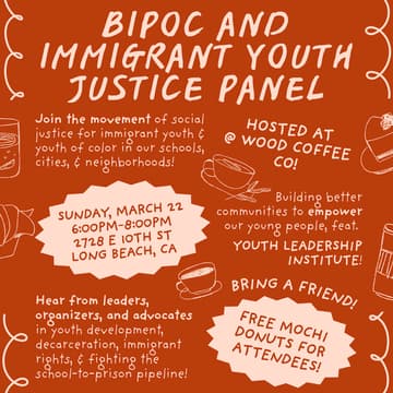 Cover Image for BIPOC & Immigrant Youth Justice Panel @ Wood Coffee Co.