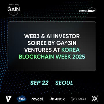 Cover Image for Web3 & AI Investor Soirée by Ga^3in Ventures at Korea Blockchain Week 2025