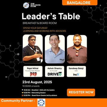 Cover Image for The Leader's Table #Bangalore #TheBuildersCircle