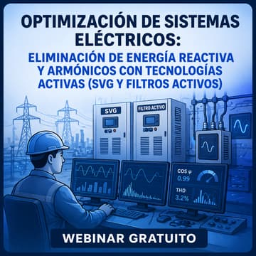 Cover Image for WEBINAR GRATUITO || Optimización de sistemas eléctricos: eliminación de energía reactiva y armónicos con tecnologías activas