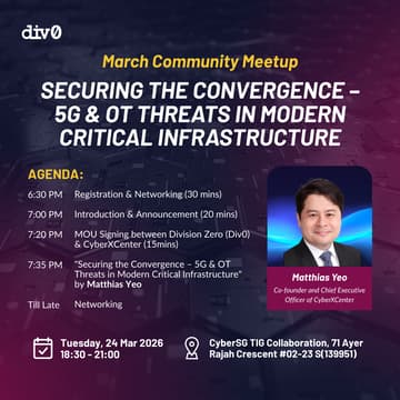 Cover Image for Meetup — Securing the Convergence – 5G & OT Threats in Modern Critical Infrastructure